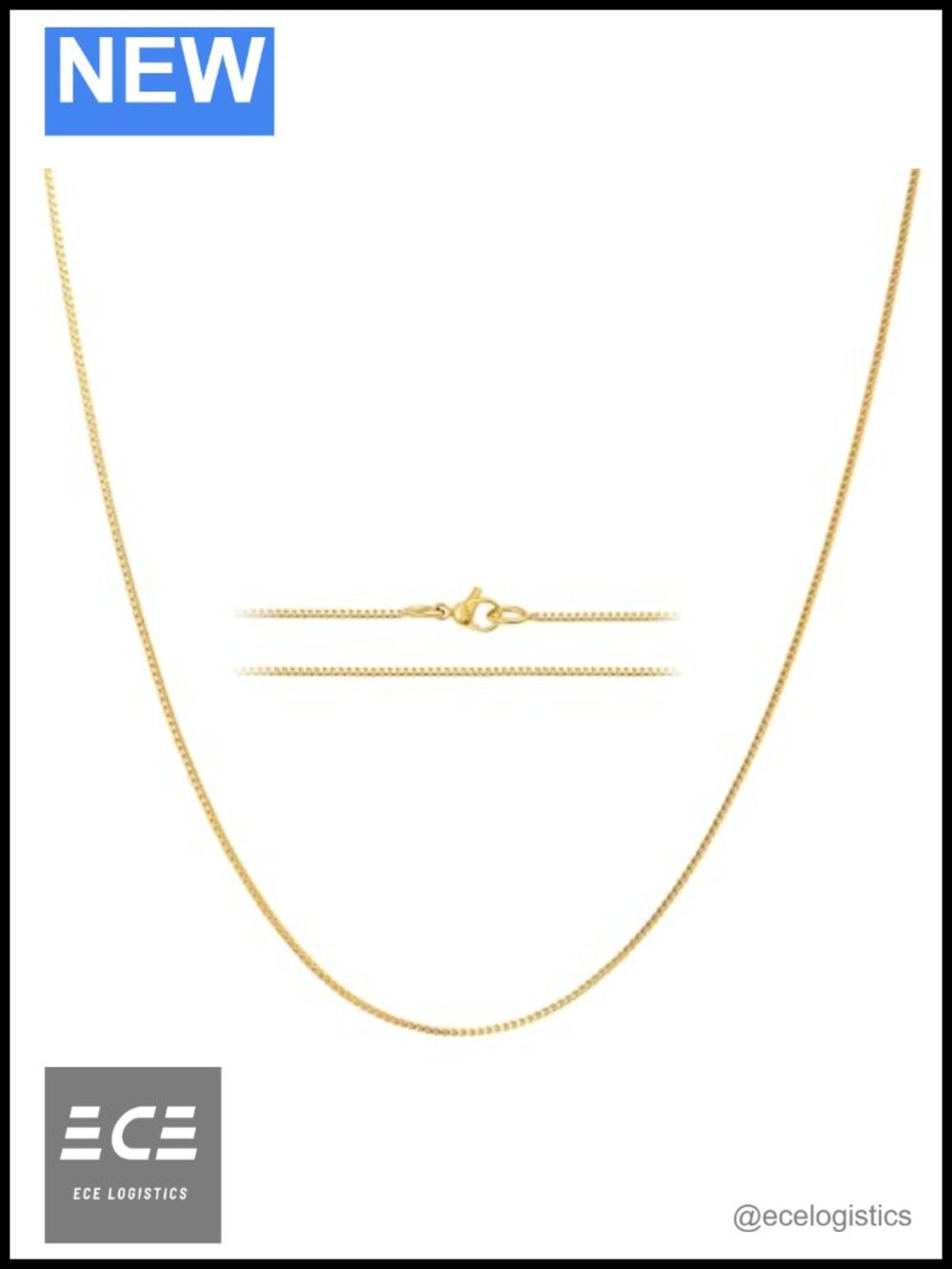 24K Gold Plated Stainless Steel Box Chain Necklace Dainty Layering